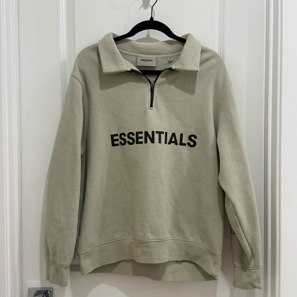 Fear of God Essentials Half-Zip Sweatshirt in Light Sage